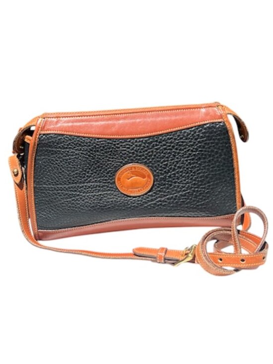 Dooney & Bourke Handbags - Vintage Dooney & Bourke AWL Black Brown Pebbled Leather Crossbody Bag USA